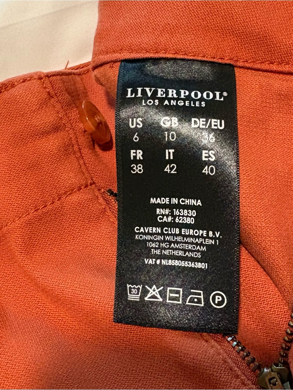 Liverpool Los Angeles Encased Self-Tie High Waist Relaxed Shorts, Orange Rust 6 - Picture 5 of 11